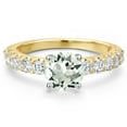 thumbnail image 3 of Gem Stone King 14K Two Tone Gold Green Prasiolite and Lab Grown Diamond Engagement Ring for Women | 1.75 Cttw | Round 7MM | Gemstone Birthstone | Size 7, 3 of 6