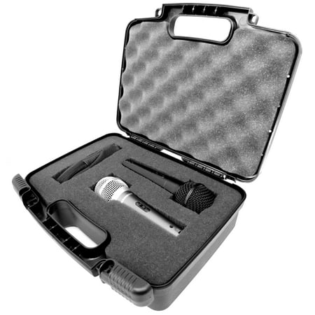 STUDIOCASE Travel Handheld Dual ( 2 ) Microphone Hard Case With Foam - Fits Two Shure SM57 , SM48 , SM58 , PG48 Vocal Mics and Sennheiser or