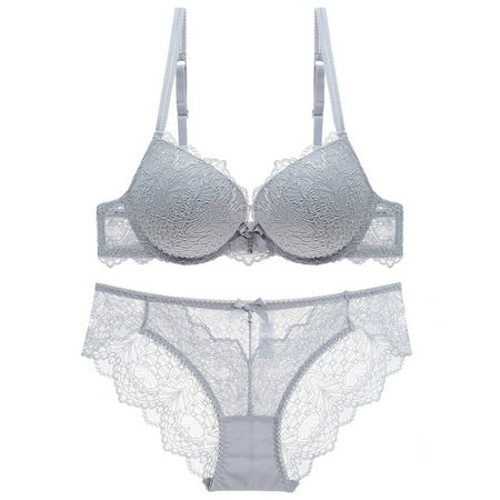 Sentmoon Lingerie for Women Women s Bra Gathering Sexy Lace Women s Thick Underwear Nylon Rear Opening Bra Set Valentines Lingerie Valentines Day Gifts for Her Up to 40% Off