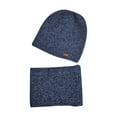 thumbnail image 3 of Women's Ear Warmer Hat Set, Thick Knit Beanie with Attached Ear Flaps & Neck Gaiter, Extreme Cold Weather Winter Set Navy, 3 of 4