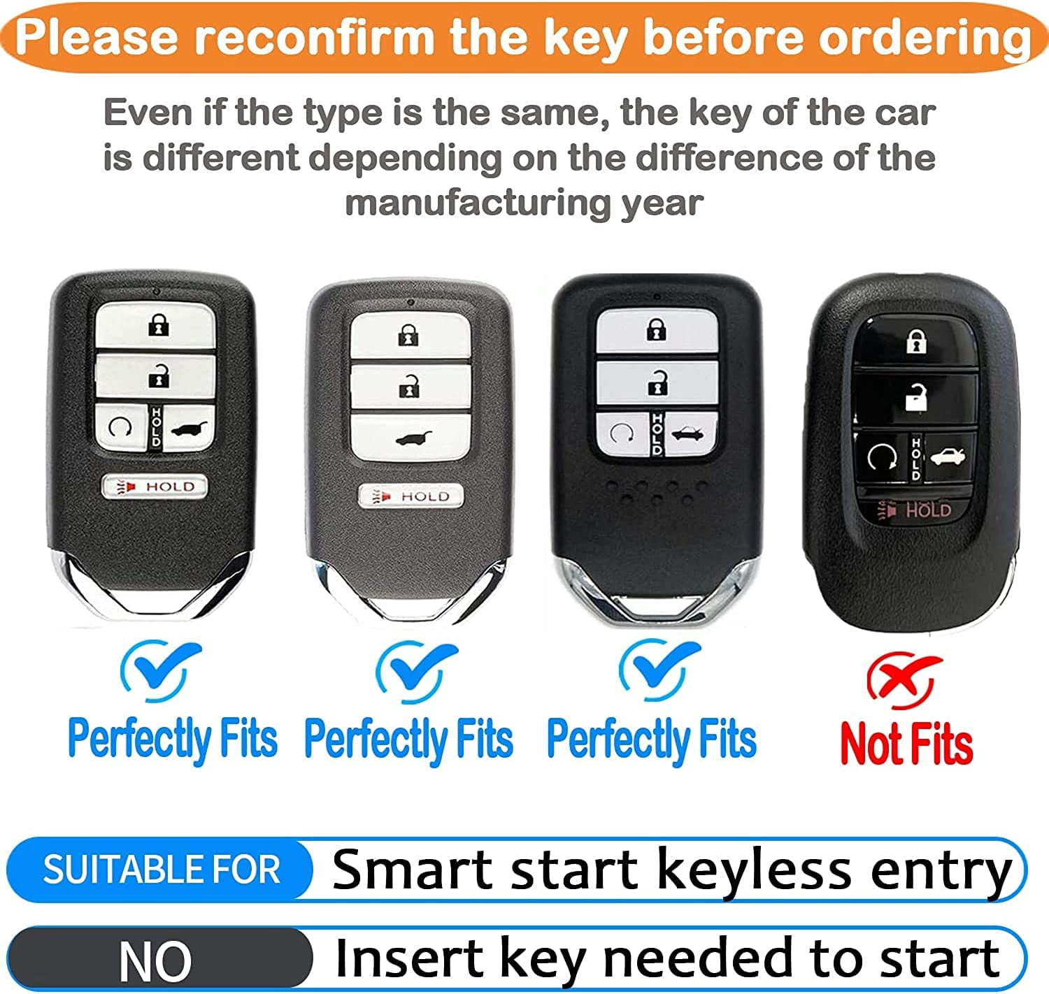 For Honda Key Fob Cover, for Honda Accord Civic CRV Pilot Odyssey Special Metal Full Cover with Keychain