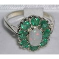 thumbnail image 4 of LBG 10k White Gold Natural Opal and Emerald Womens Cluster Ring - Size 6.75, 4 of 4