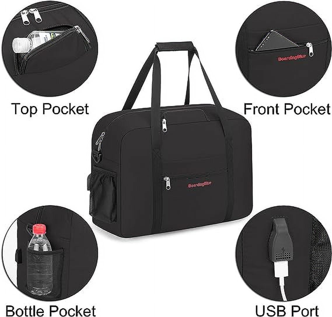 16" Personal Item Underseat Duffel Bag W Pillow for Allegiant Airlines - (Black)