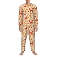 thumbnail image 3 of Naloa Cute Foxes Men’s Pajamas Set - Long Sleeve Button Down Sleep Shirt and Pajama Bottoms Sleepwear Set-Medium, 3 of 7