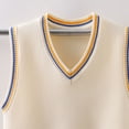 thumbnail image 4 of SERTGUTR Boys V Neck Sweater Vest, Striped Ribbed Trim Sleeveless Knit Pullover, School Uniform Classic Fit, Everyday Layering Top, 4 of 7