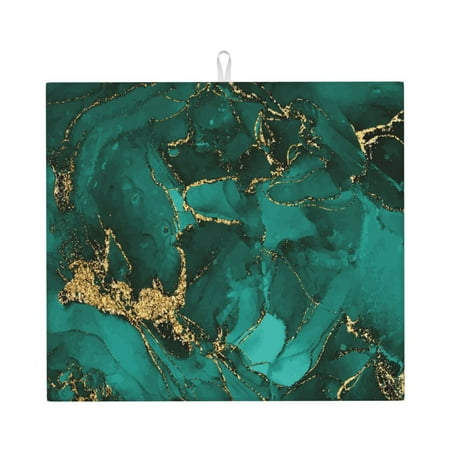 

Matuu Green Gold Glitter for Dish Drying Mat for Kitchen Counter for Kitchen and Dining Kitchen Counter Accessories 16 x18