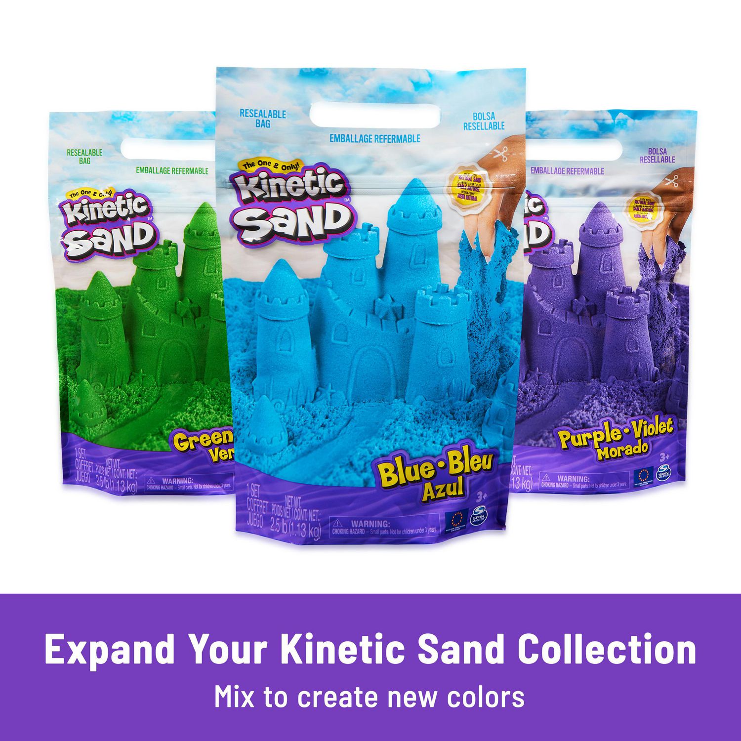 Kinetic Sand Mold n’ Flow, 1.5 Red and Teal Play Sand, 3 Tools Sensory Toys for Kids Ages 3+