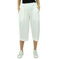 thumbnail image 6 of Bimba Women's Rayon Capri Culottes with Back Elastic Casual Summer Pants With Pockets White - Medium, 6 of 8
