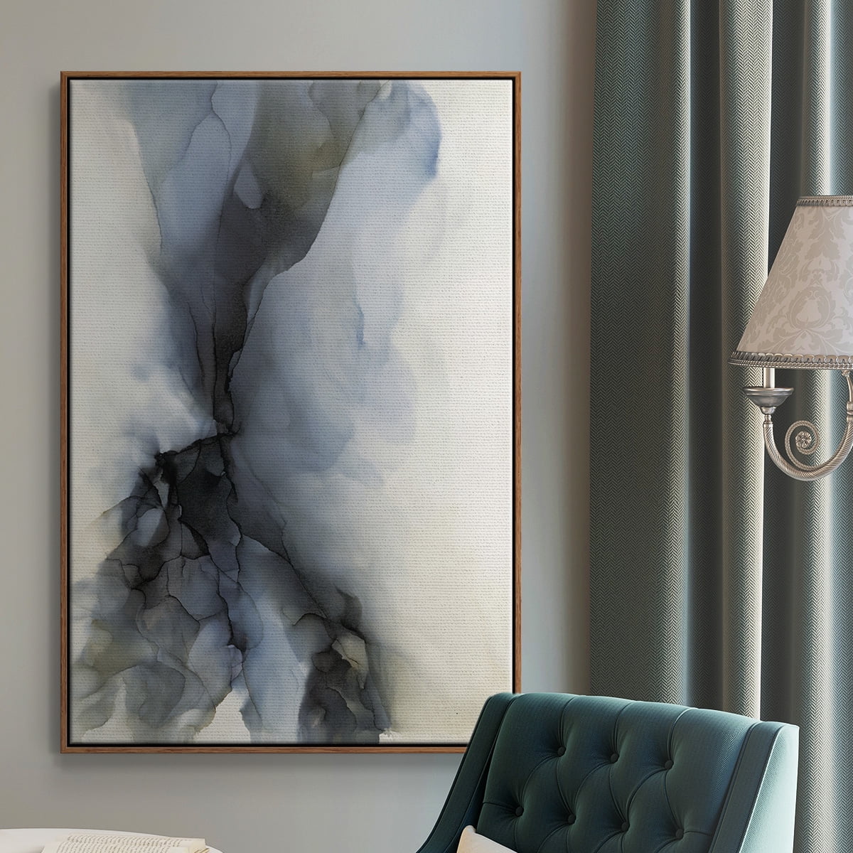 Low Tide Framed Premium Gallery Wrapped Canvas - Ready to Hang - 17 x 25 - Walnut Floating Frame