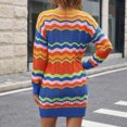 thumbnail image 5 of Vynhevius Womens Colorful Striped Sweater Dress Crew Neck Long Sleeve Casual Mini, 5 of 6