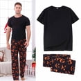 thumbnail image 2 of WREESH 2025 Mens Halloween Grimace Print Family Matching Pajama Set Short Sleeve Tee Wide Leg Lounge Pants Spooky Holiday Sleepwear, 2 of 6