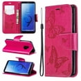 thumbnail image 4 of Allytech Galaxy S9 Case, Slim Fit PU Leather Folio Butterfly Embossed Shockproof Wrist Hand Strap Flip Cards Holder Wallet Case TPU Back Cover for Samsung Galaxy S9,Red, 4 of 8