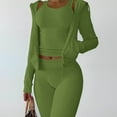 thumbnail image 2 of MSJUHEG Workout Sets For Women Tank Tops For Women 2023 Fall Winter Fashion Casual Wear Solid Color Coat Vest Pants 3 Piece Pants Set Ladies Casual Three Pcs Outfits Lounge Sets For Women Green S, 2 of 6