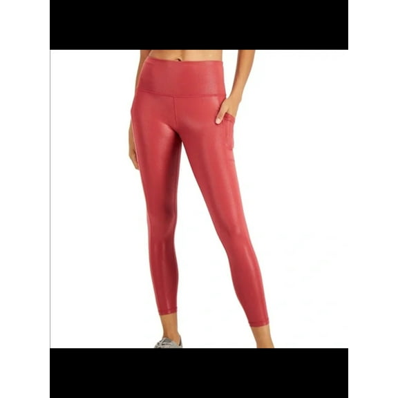 IDEOLOGY Womens Coral Moisture Wicking Pocketed Compression Shimmer Active Wear High Waist Leggings M