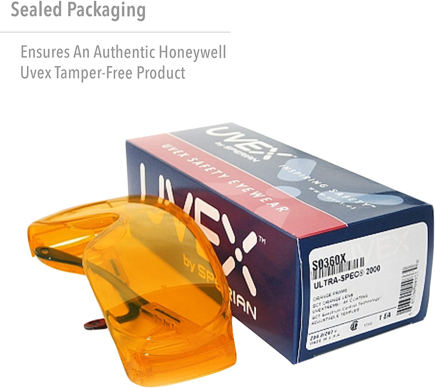 Uvex S0360X Ultra-spec 2000 Safety Eyewear,Orange Frame,SCT-Orange Anti Fog 