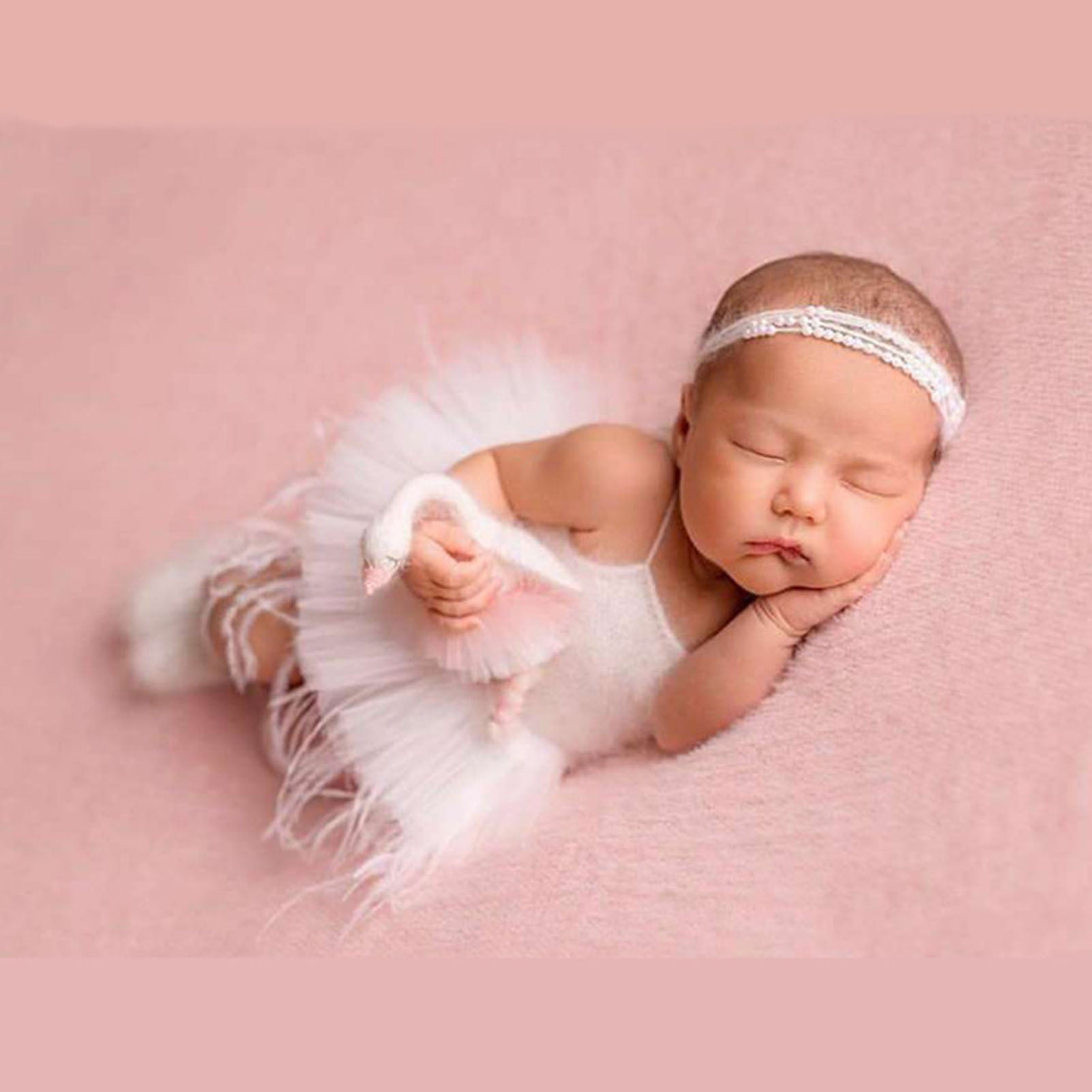 Baby Girl Clothes Newborn Headband+Feather Wing Clothing Set Photography Props 