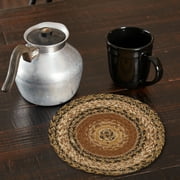 VHC Brands Kettle Grove Primitive Textured Jute Striped Round Kitchen Table Trivet 8"