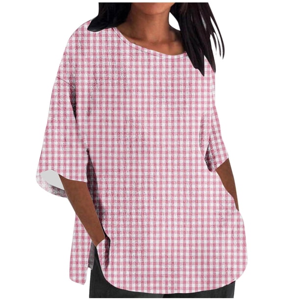 Tops Y Blusas de las Señoras Cortado 3/4 Manga Impresa Suelta Camisa Casual, Blusas para las Mujeres Casual