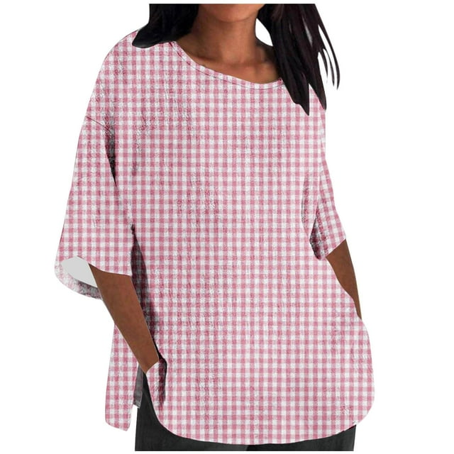 Tops Y Blusas de las Señoras Cortado 3/4 Manga Impresa Suelta Camisa Casual, Blusas para las Mujeres Casual