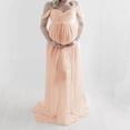 thumbnail image 3 of Robe de Maternité Photographie Épaules Dénudées Longue Robe Maxi Femme Accessoire Rose TG, 3 of 9