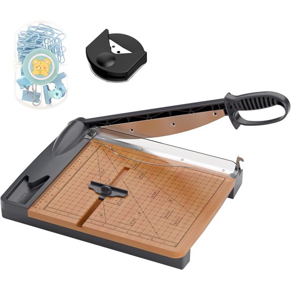12 Inch Wood Paper Cutter, Heavy Duty Wood Paper Trimmer with 32 Sheet Capacity for Cutting Boards