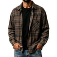 thumbnail image 5 of Big & Tall Men Button-up Shirts Plaid Lapel Collar Long Sleeve Loose Fit Fall Casual Basic Daily Lightweight Tops M-5XL, 5 of 5