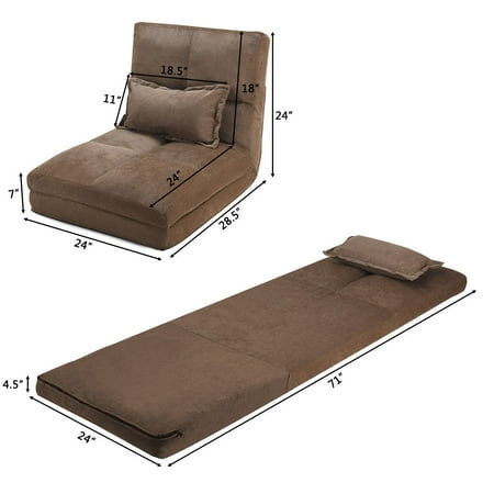 Costway Fold Down Chair Flip Out Lounger Convertible Sleeper Couch ...