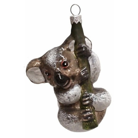 Blown Glass Hanging - Koala Bear Hanging on Branch Polish Blown Glass Christmas Ornament Decoration
