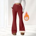 thumbnail image 2 of Levmjia Women Pants High Waist Flared Leggings Christmas Print Velvet Lined Winter Pants Soft Stretch Polyester Casual Home Holiday Party, 2 of 8
