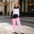 thumbnail image 2 of JIAYUE Girls Clothing Outfits Raglan Long Sleeve Color Block Hoodies With Pocket Solid Jogger Pants 2-Piece Sets School Playing,2-3 Years, 2 of 5