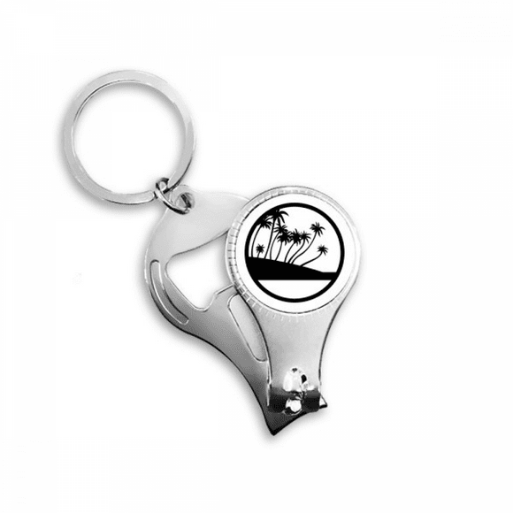black coconut tree beach nail nipper key chain bottle opener clipper
