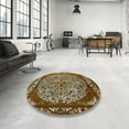 thumbnail image 4 of Ahgly Company Machine Washable Indoor Round Industrial Modern Bullet Shell Brown Area Rugs, 6' Round, 4 of 7