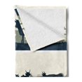 thumbnail image 2 of Fence Soft Flannel Fleece Throw Blanket, Agriculture Theme Grazing Farm Animals Cows Bulls Silhouette Rural, Cozy Plush for Indoor and Outdoor Use, 70" x 90", Petrol Blue Off White, by Ambesonne, 2 of 5