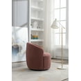 thumbnail image 3 of Swivel Barrel Chair, Modern Teddy Fabric Upholstered Accent Club Armchair with Metal Swivel Ring, Comfy Round Single Leisure Sofa Chair for Living Room Bedroom Office Coffee Shop, Dark Red, 3 of 7