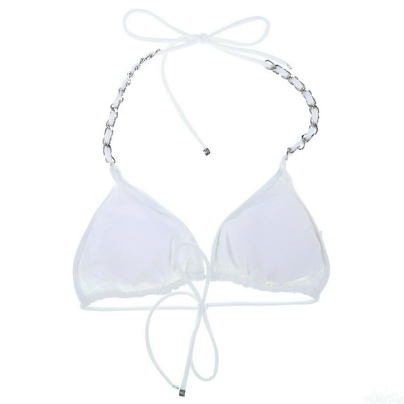 Michael Kors Womens Bikini Top Chain Strap Swimsuit Bathing Suit White S M L New