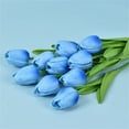 thumbnail image 2 of Matoen 10Pcs PU Tulips Artificial Flowers, Real Touch 14" Silk Flower for Home Kitchen Decor Wedding Bouquet Decorations Office Floral Arrangements(Blue), 2 of 8