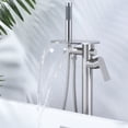 thumbnail image 7 of Wowow Single-Handle Floor Mount Freestanding Tub Faucet with Hand Shower and Waterfall Spout in Brushed Nickel, 7 of 7