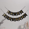 thumbnail image 3 of Black Happy Birthday Banner With Glitter Gold Letters, Happy Birthday Banner For Party Decorations, Swallowtail Flag Happy Birthday Sign, Gold Happy B, 3 of 3