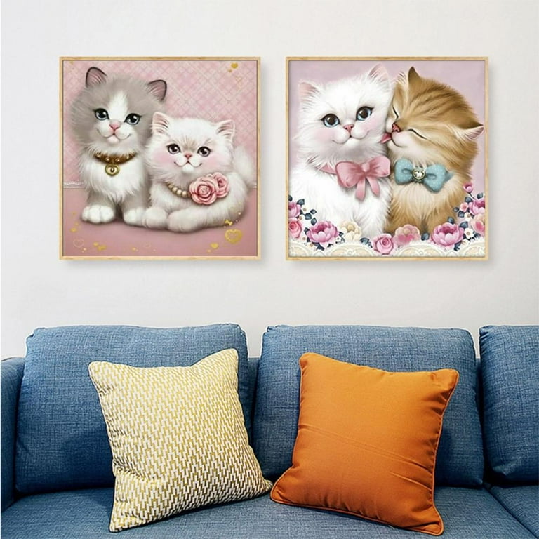 Diamond Painting New 5D Cartoon Cats Kid's Diamond Painting Cats and  Flowers Diamond Art Cats Play Drawings Diamong Painting