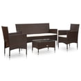thumbnail image 1 of vidaXL 4 Piece Garden Lounge Set With Cushions Poly Rattan Brown, 1 of 5