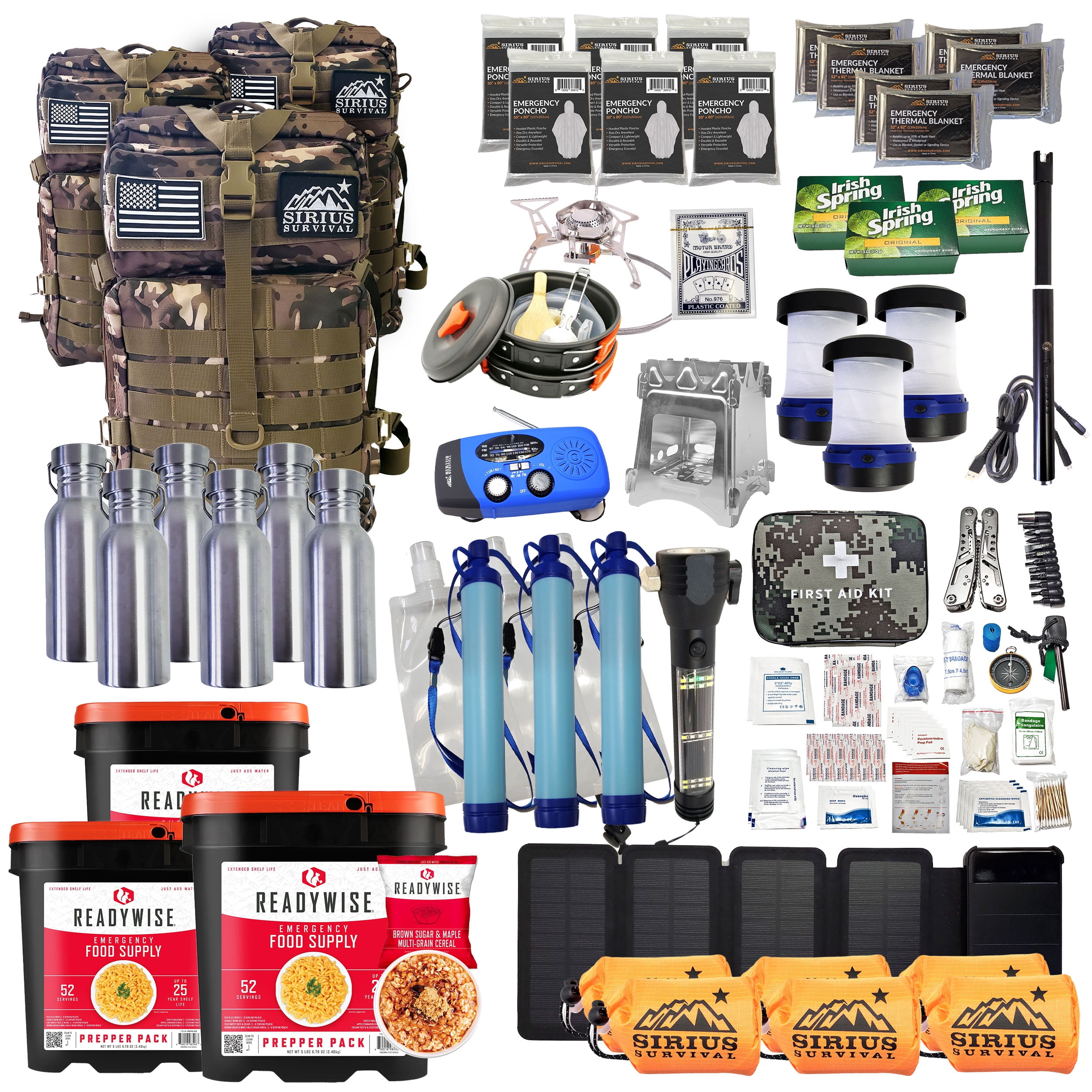 Family Comfort 72 Emergency Survival Kit/Backpack – 72 Hour for 6 People – Disaster Preparedness – Delicious ReadyWise Food, Gear, Lighting, First Aid, Tools & More - Camo