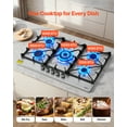 thumbnail image 3 of VEVOR 36 inch Gas Cooktop 5 Burners Gas Stove Top, Max 38300BTU Built-in Stainless Steel Stove Top LPG/NG Convertible Dual Fuel Cooktop Stoves with SABAF Dual-Ring Burner for Kitchen Apartment Rvs, 3 of 9