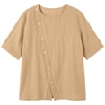 thumbnail image 7 of TGSLY Asymmetrical Button Placket Tops for Women Lightweight Thin Crew Neck Solid Color Blouses Loose Fit Dressy Casual Half Sleeve Shirts XXL, 7 of 7