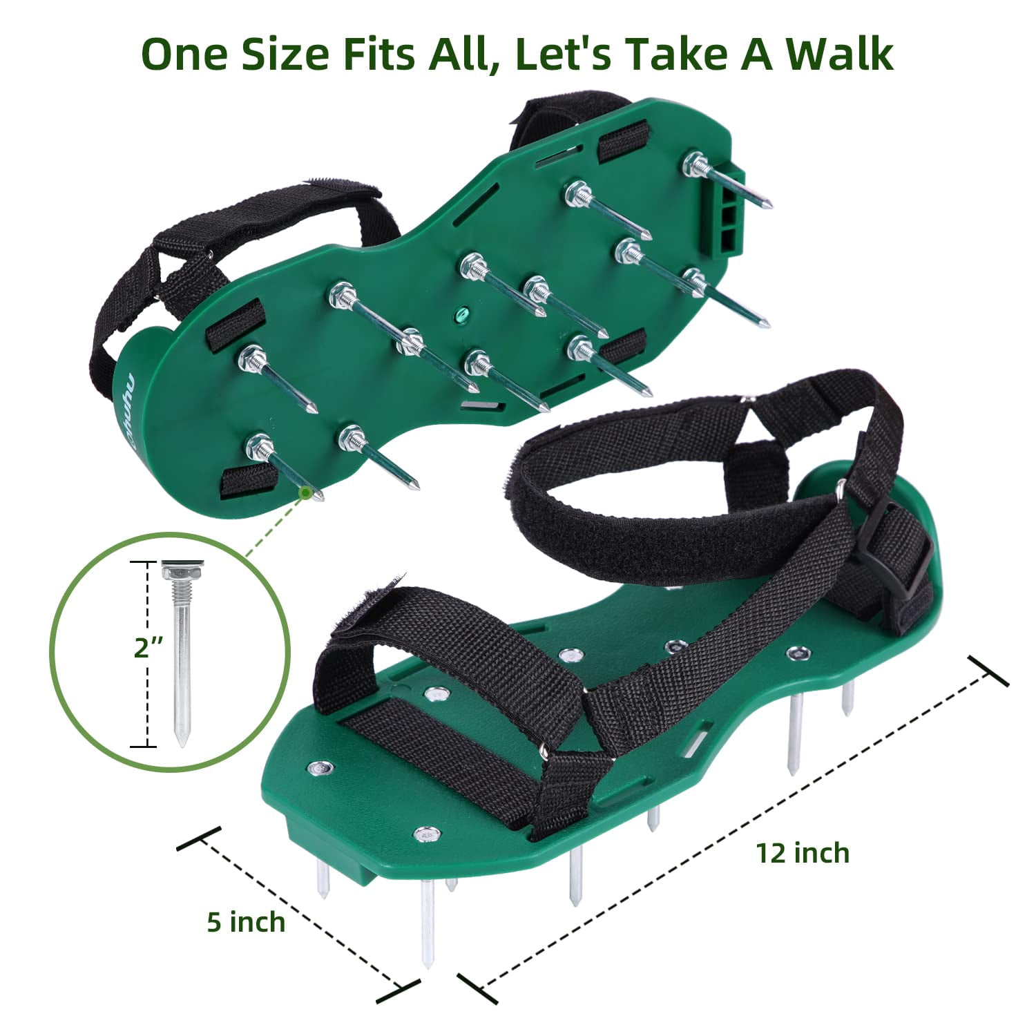 Lawn Aerator Shoes With Hook & Loop Straps  All Design Free-installation Heavy Duty Spiked Aerating Sandals One-size-fits-all For Yard Patio Garden