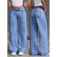 thumbnail image 2 of Pantalones vaqueros bordados con lazo for mujer Y2k, pierna recta, pantalones vaqueros de cintura alta, pantalones largos sueltos, pantalones adelgazantes, 2 of 4