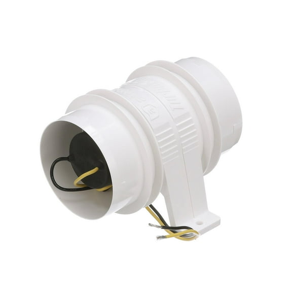 Attwood Souffleur de Ventilation de Cale Marine 1733-4 Turbo 3000 Series; pour Utilisation avec Tuyau de Ventilation de Diamètre Intérieur de 3 Pouces; Débit de 120 CFM; Débit Nominal de 12 Volts; 2.6 Ampères; Longueur de 5-1/16 Pouces x Largeur de 3-5/8 Pouces