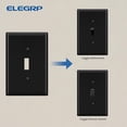 thumbnail image 4 of ELEGRP Toggle Glossy Black Light Switch Wall Plate, 1-Gang Large Size Switch Covers, Unbreakable Polycarbonate Replacement Faceplates Covers, UL Listed, Color-matched Screws Included (5 Pack), 4 of 6