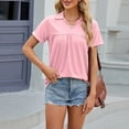thumbnail image 3 of Mittory Womens Summer Tops Collared V Neck Shirts Flowy Pleated Tunics Roll Short Sleeve Trendy Blouses, 3 of 8