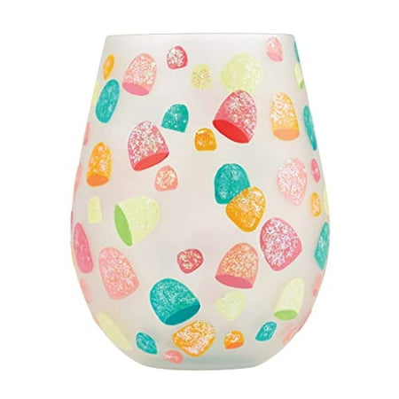 

Enesco Designs by Lolita Holiday Goody Gumdrops Hand-Painted Artisan Stemless Wine Glass 20 Ounce Multicolor