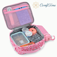 thumbnail image 6 of ComfiTime Lunch Bag for Kids – Insulated Lunch Box for Girls and Boys, Cute Reusable Cooler Bag with Zipper Pockets, Bottle Holder, Padded Handles and Shoulder Strap (Pink Leopard), 6 of 12